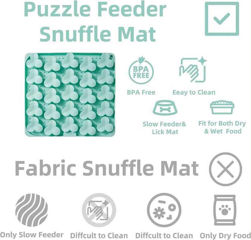Puzzle Feeder Silicone Lick Mat Snuffle Mat for Dogs, Cats, Slow Feeder with Suction Cups, Dishwasher Safe, Enrichment Feeding Supplies