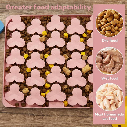 Puzzle Feeder Silicone Lick Mat Snuffle Mat for Dogs, Cats, Slow Feeder with Suction Cups, Dishwasher Safe, Enrichment Feeding Supplies