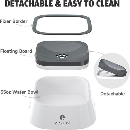 Pet Water Bowl Slow-Sip No Spill No Bloating Slobber Stopper Water Bowl Large Capacity Pet Supplies Messy Drinker Smart